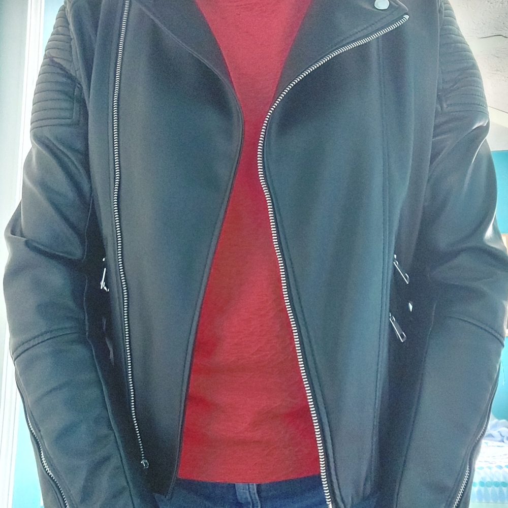 H&M Black Bomber Jacket Sleek Varsity Style